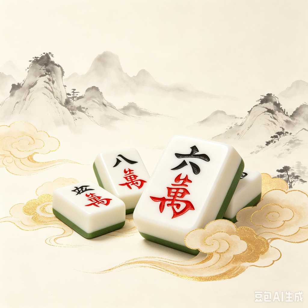vintage text mahjong set